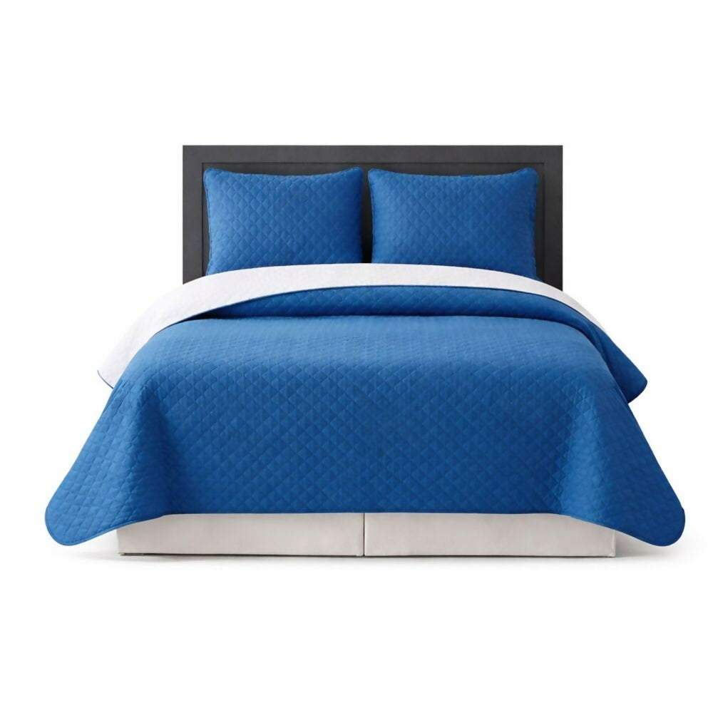 Colcha sencilla doble faz gris azul