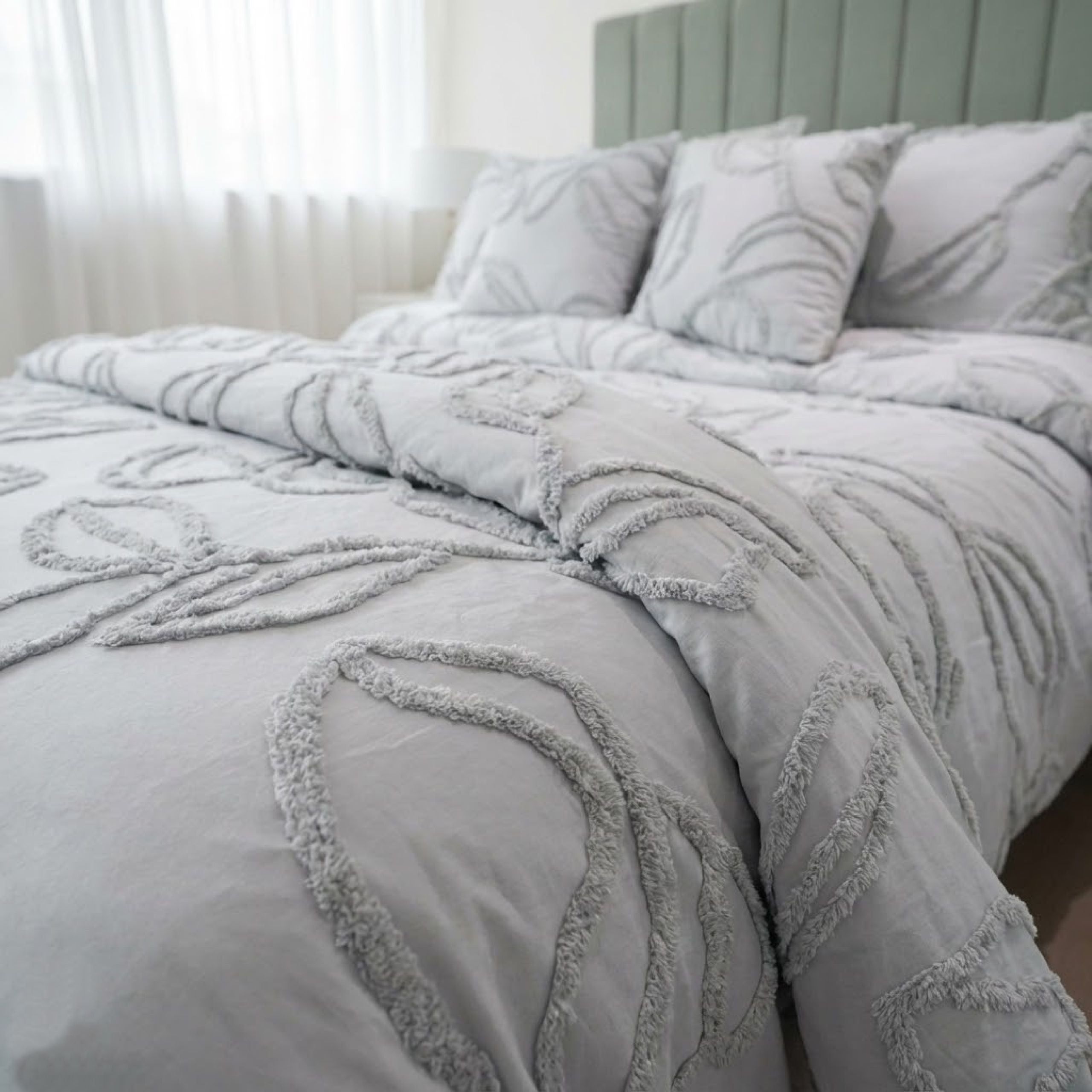 Duvet Harmony Leaf – Gris - Doble