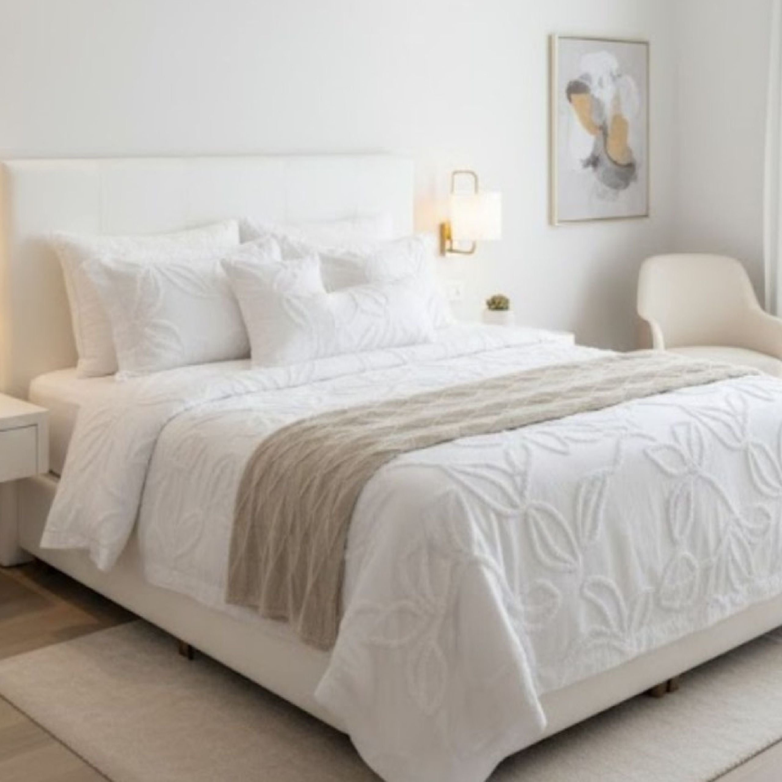 Duvet Harmony Leaf – Blanco + Plumón - King