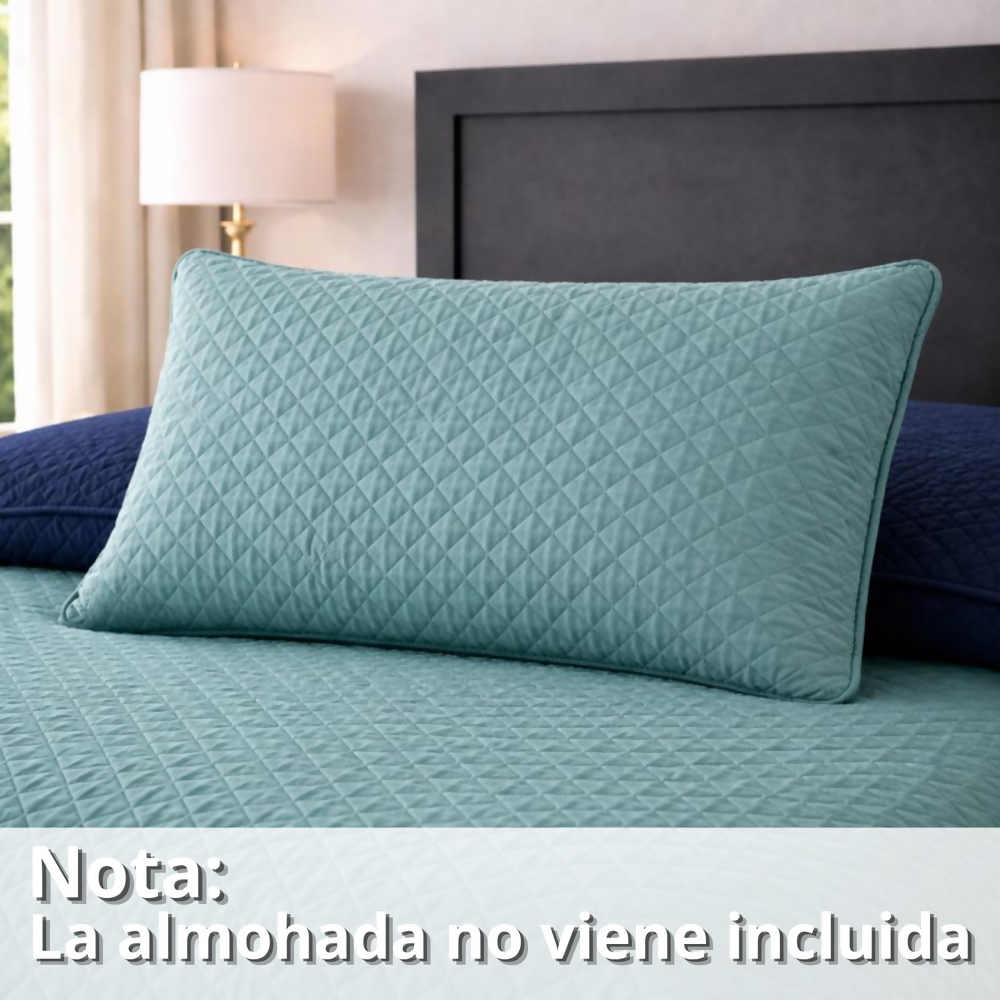 Colcha semidoble doble faz verde azul