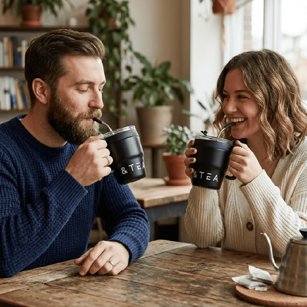 Mug Térmico 480ml Acero Inoxidable con Tapa y Manija para Café y Té