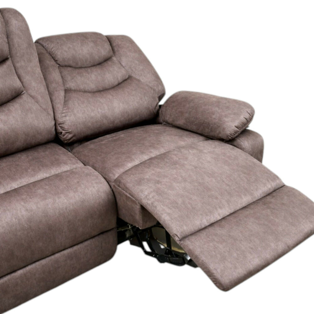 Sofa Reclinable 3 Puestos Beige Kakerin Microfibra