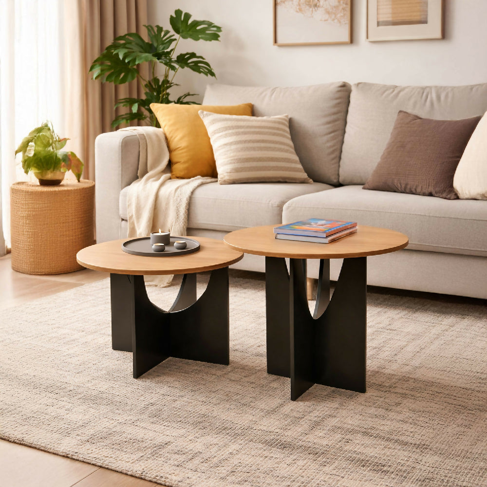 Mesa de Centro Viña madera Natural y Negro