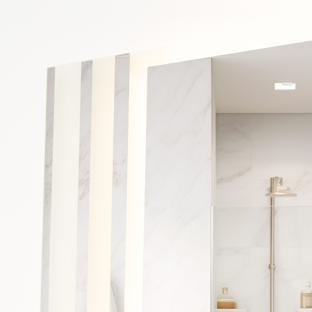 Espejo Rectangular Apolo, Gris, con Luz Led