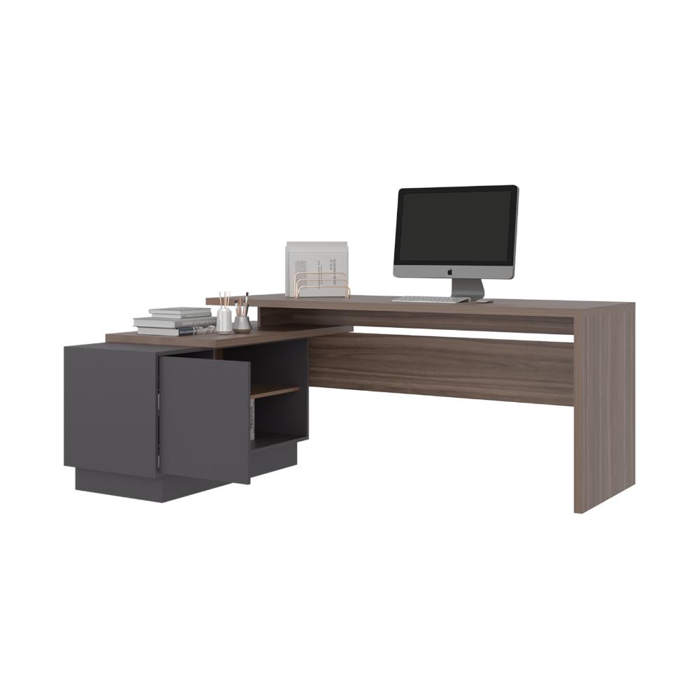 Escritorio L Taira, Avellana Con amplia superficie de trabajo