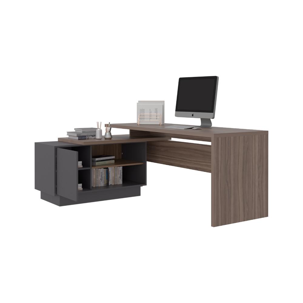 Escritorio L Taira, Avellana Con amplia superficie de trabajo