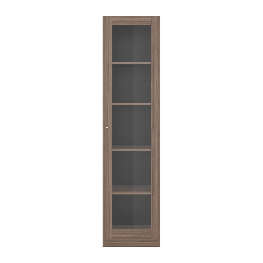 Biblioteca Home Eco Con Puerta En Vidrio, Avellana y Wengue, con Cinco Entrepaños