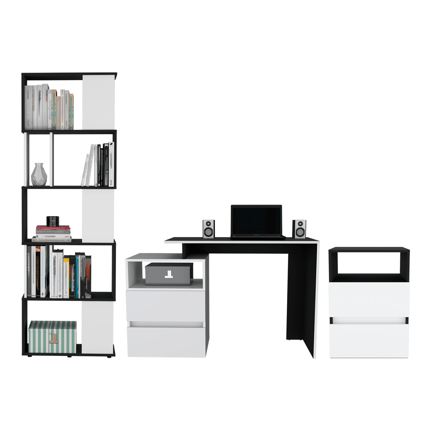Combo Para Oficina Rostob, Incluye Escritorio - Archivador y Biblioteca