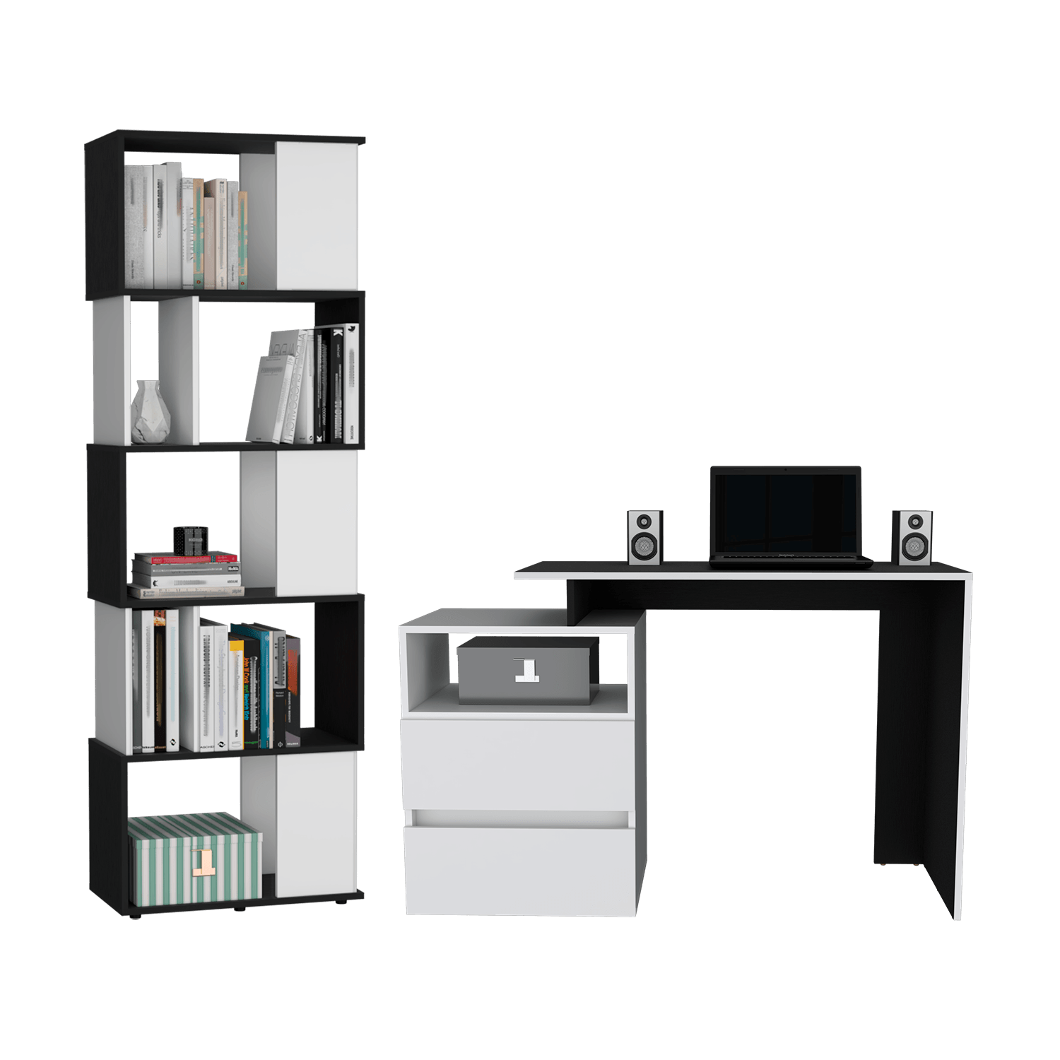 Combo Para Oficina Moner, Incluye Escritorio y Biblioteca