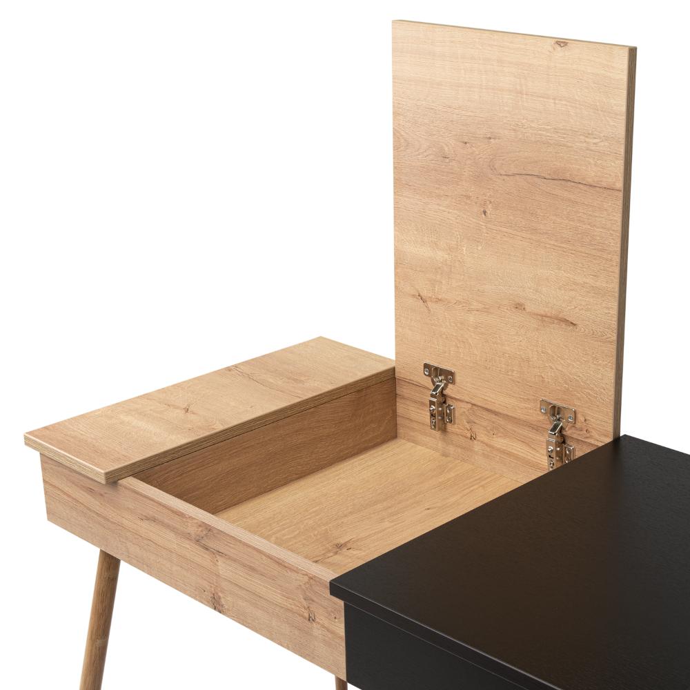 Escritorio Austin, Café Claro y Wengue, con Dos Cajones Amplios y Patas Metálicas