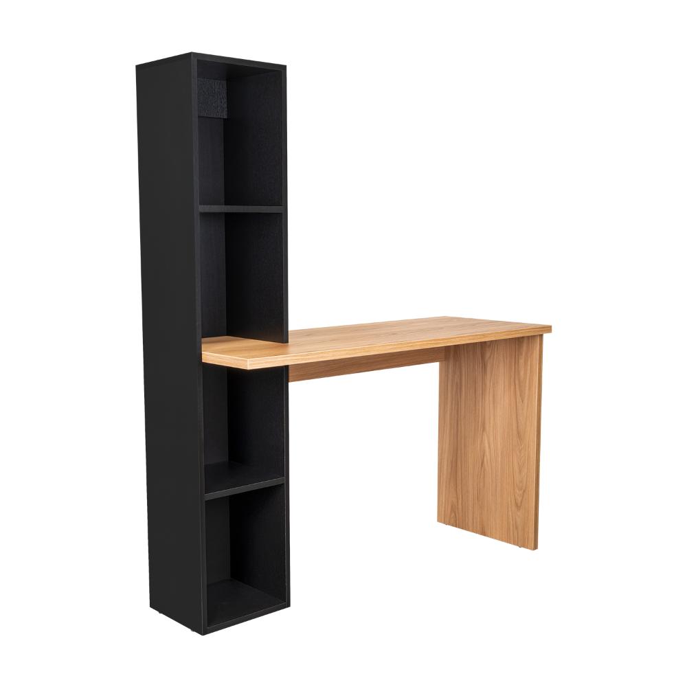 Escritorio Biblioteca Aston, Fresno Europeo y Wengue, con espacio para guardar objetos