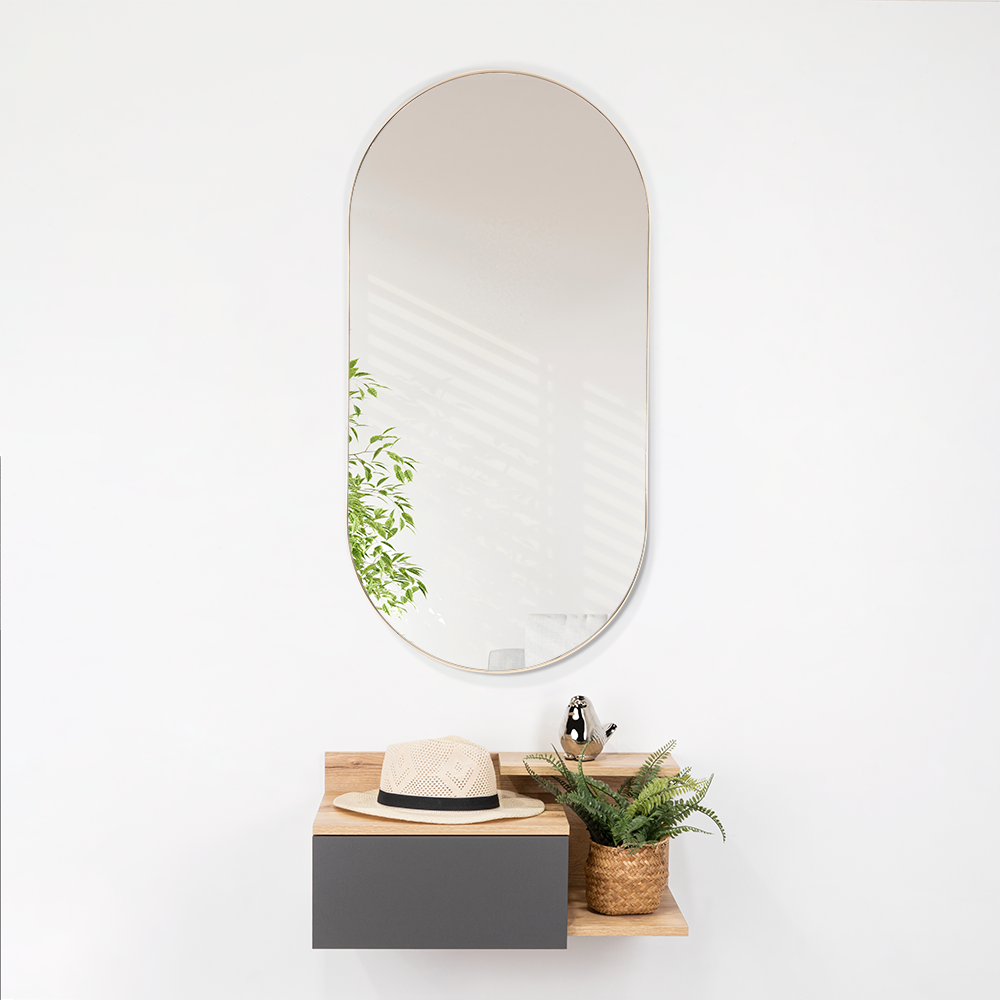Espejo Ovalado Gate, con Marco Color Claro