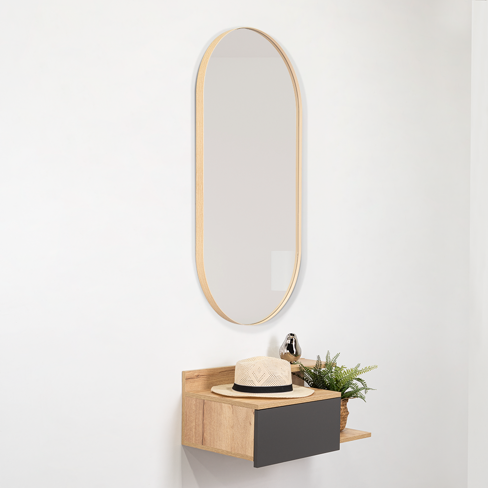 Espejo Ovalado Gate, con Marco Color Claro
