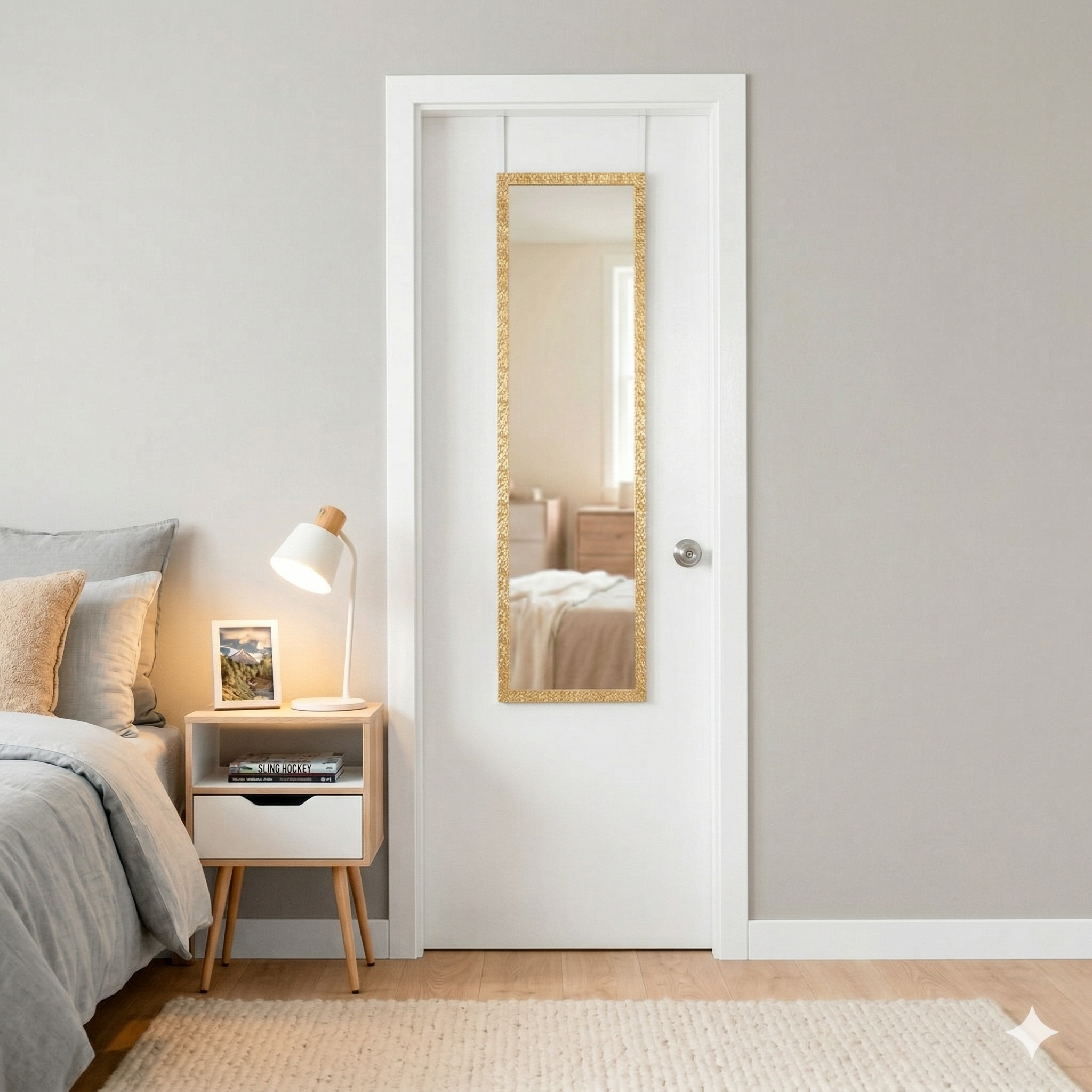 Espejo Rectangular Gael, con marco en poliestireno Dorado