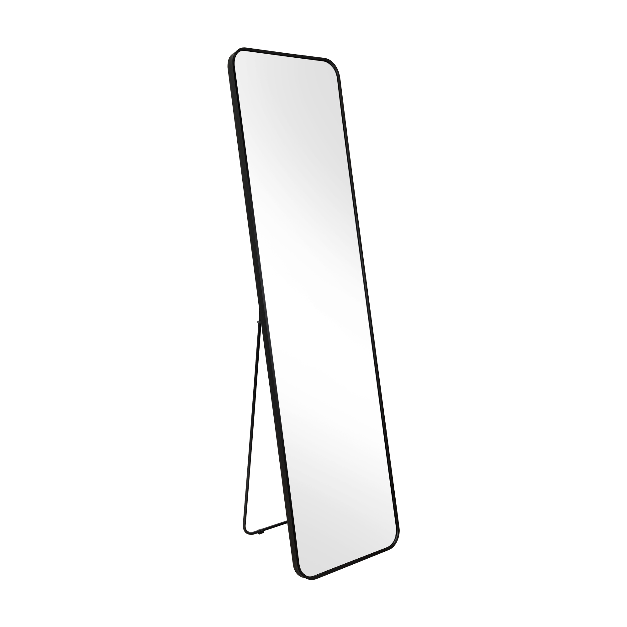 Espejo Rectangular de Piso Isa, con Marco en Aluminio Negro