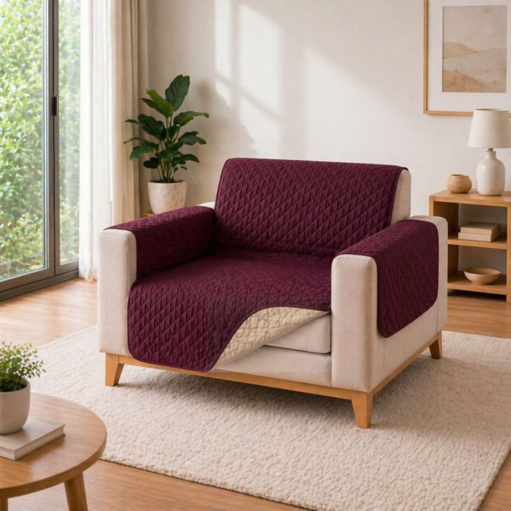 Protector sofa 1 puesto vino tinto camel