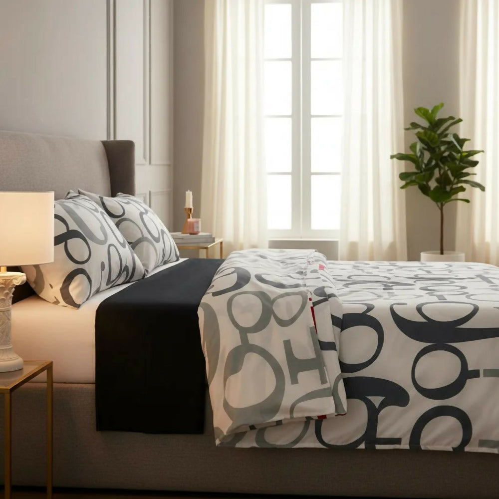 Juego de Sábanas Cama Queen 300 Hilos 100% Algodón Números Modernos