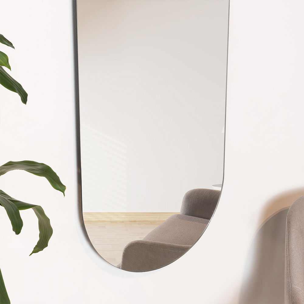 Espejo Curvo Lucera, Gris, Diseño Moderno