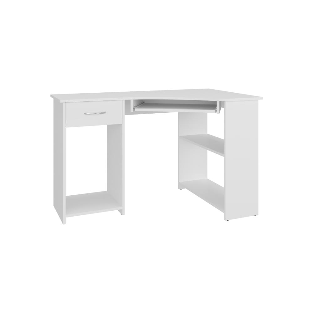 Escritorio en L Jasper, Kronos Blanco , con espacio para ubicar objetos decorativos