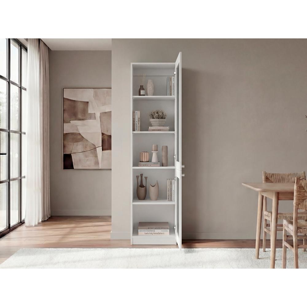 Biblioteca Home, Kronos Blanco, Ventanas Estriadas, Dos puertas abatibles y de fácil armado ZF