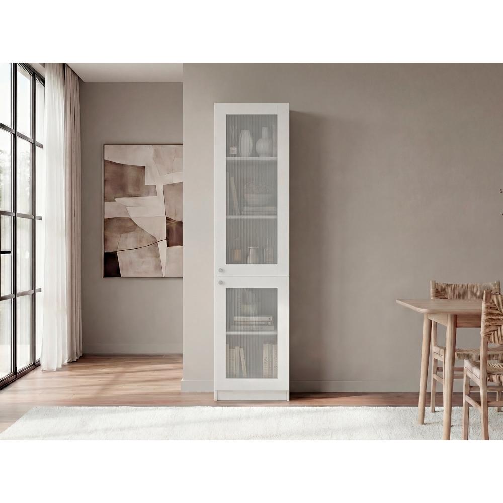 Biblioteca Home, Kronos Blanco, Ventanas Estriadas, Dos puertas abatibles y de fácil armado ZF
