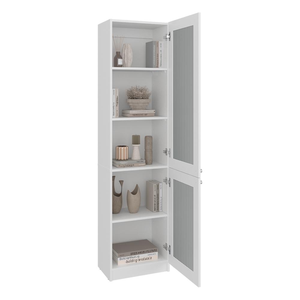 Biblioteca Home, Kronos Blanco, Ventanas Estriadas, Dos puertas abatibles y de fácil armado ZF