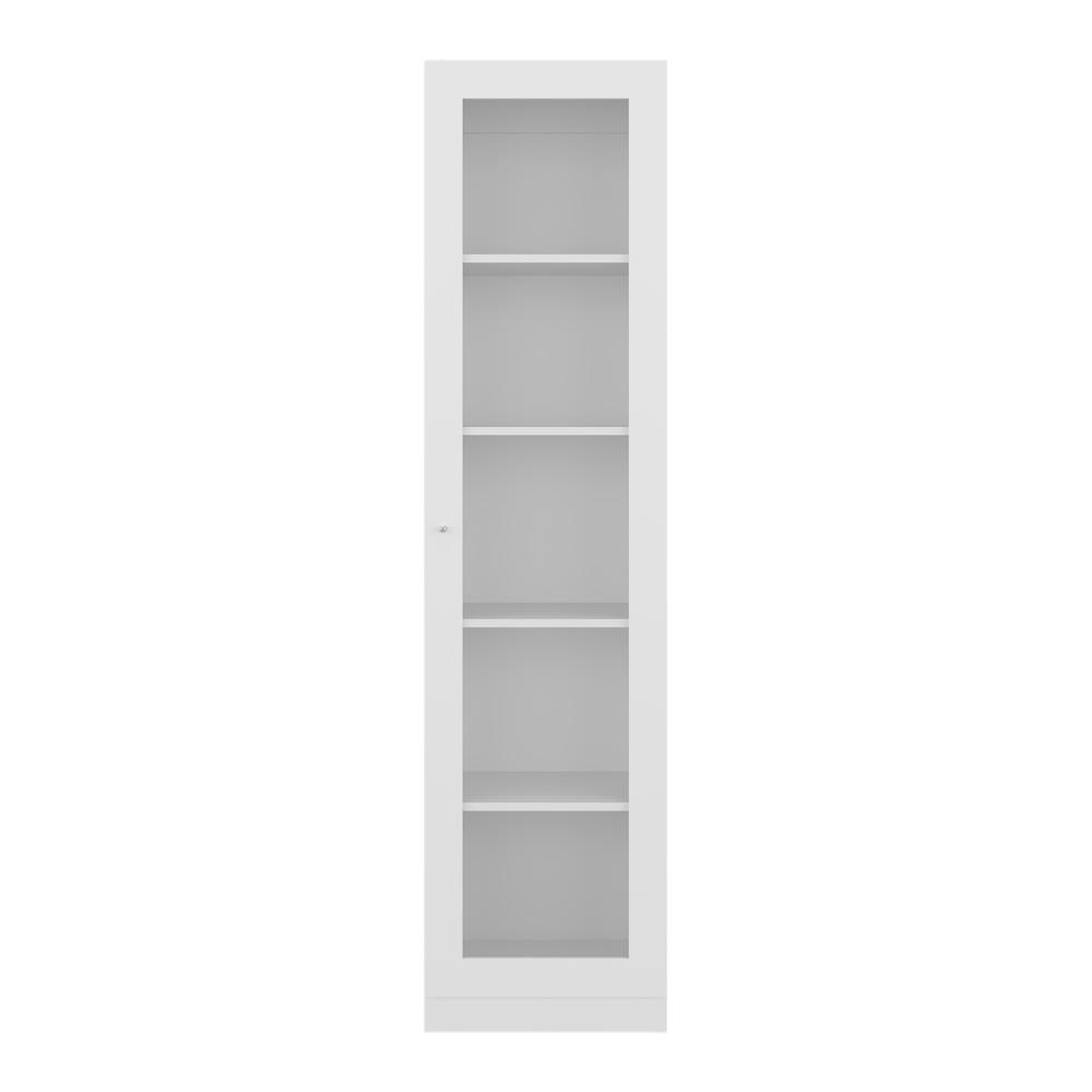 Biblioteca Home Eco Con Puerta En Vidrio, Blanco Duqueza, con Cinco Entrepaños ZF