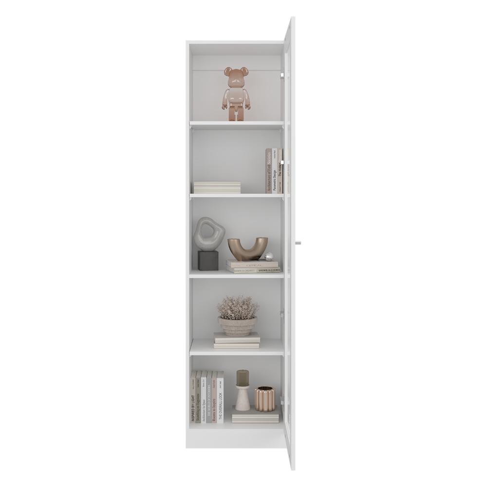 Biblioteca Home Eco Con Puerta En Vidrio, Blanco Duqueza, con Cinco Entrepaños ZF