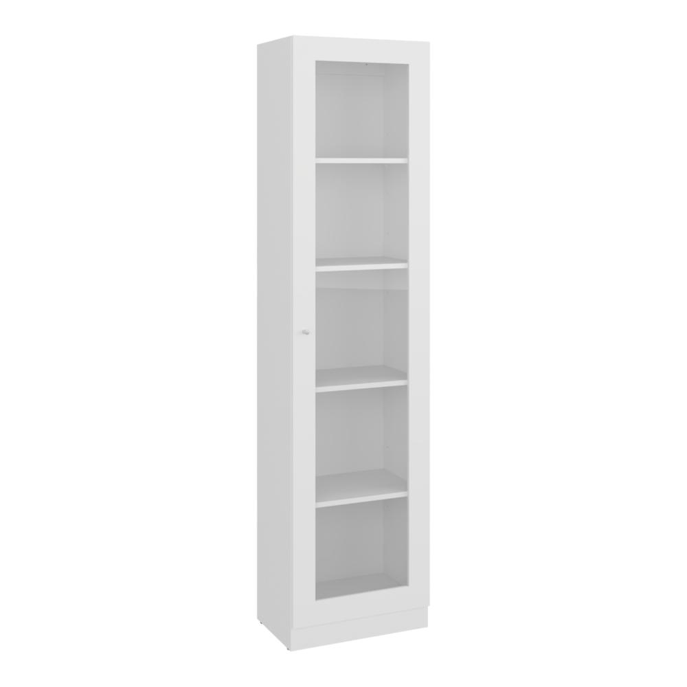 Biblioteca Home Eco Con Puerta En Vidrio, Blanco Duqueza, con Cinco Entrepaños ZF