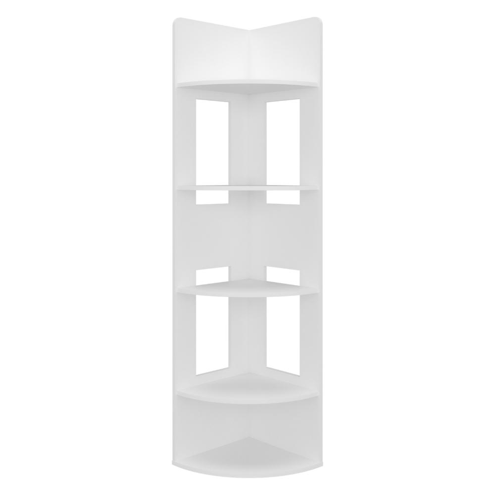 Biblioteca Esquinera Home Dreams, Kronos Blanco, con 4 Entrepaños para Objetos Decorativos y de Fácil Armado ZF