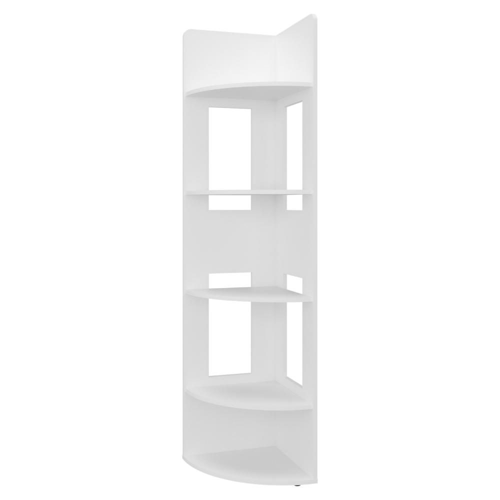 Biblioteca Esquinera Home Dreams, Kronos Blanco, con 4 Entrepaños para Objetos Decorativos y de Fácil Armado ZF