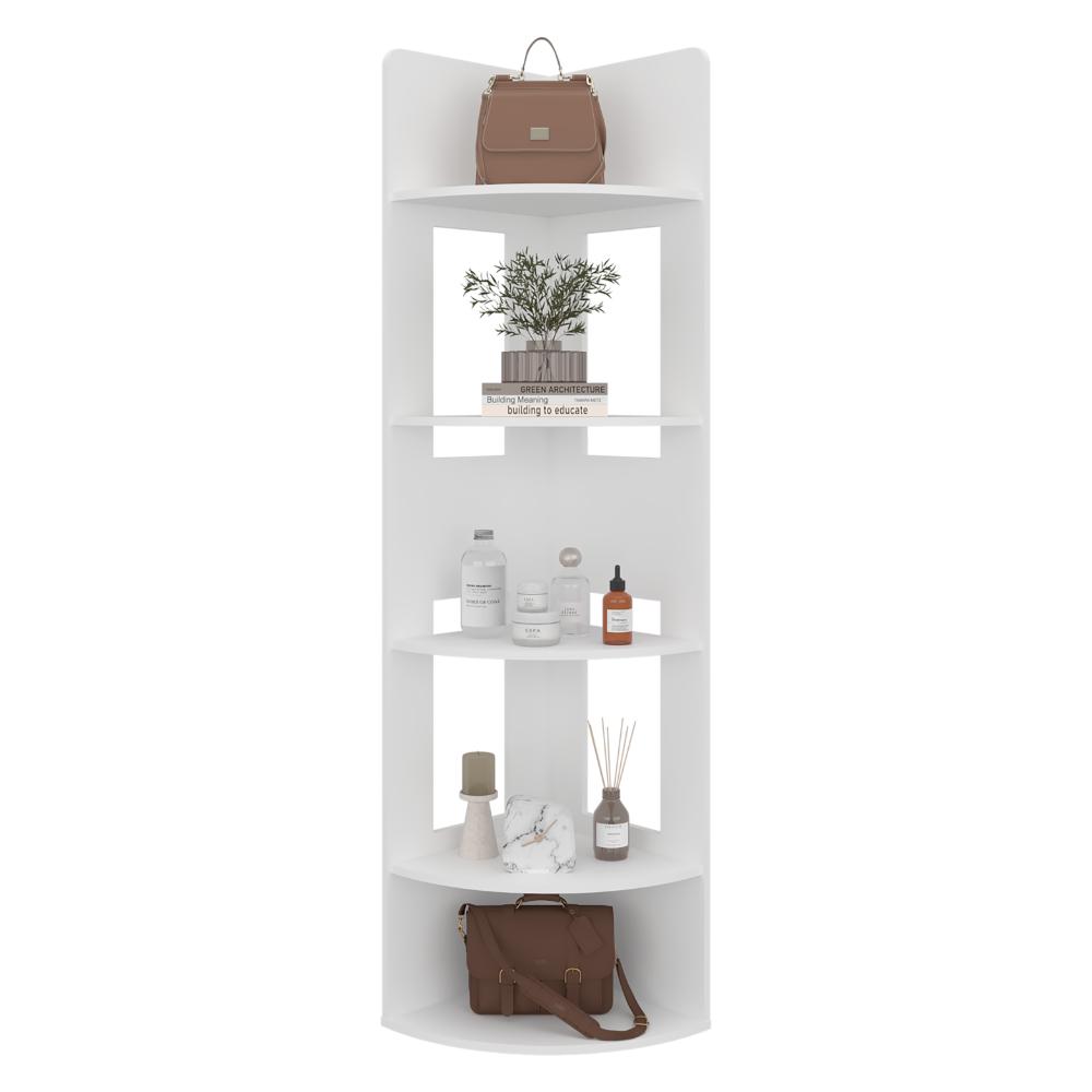 Biblioteca Esquinera Home Dreams, Blanco Duqueza, con 4 Entrepaños para Objetos Decorativos y de Fácil Armado ZF