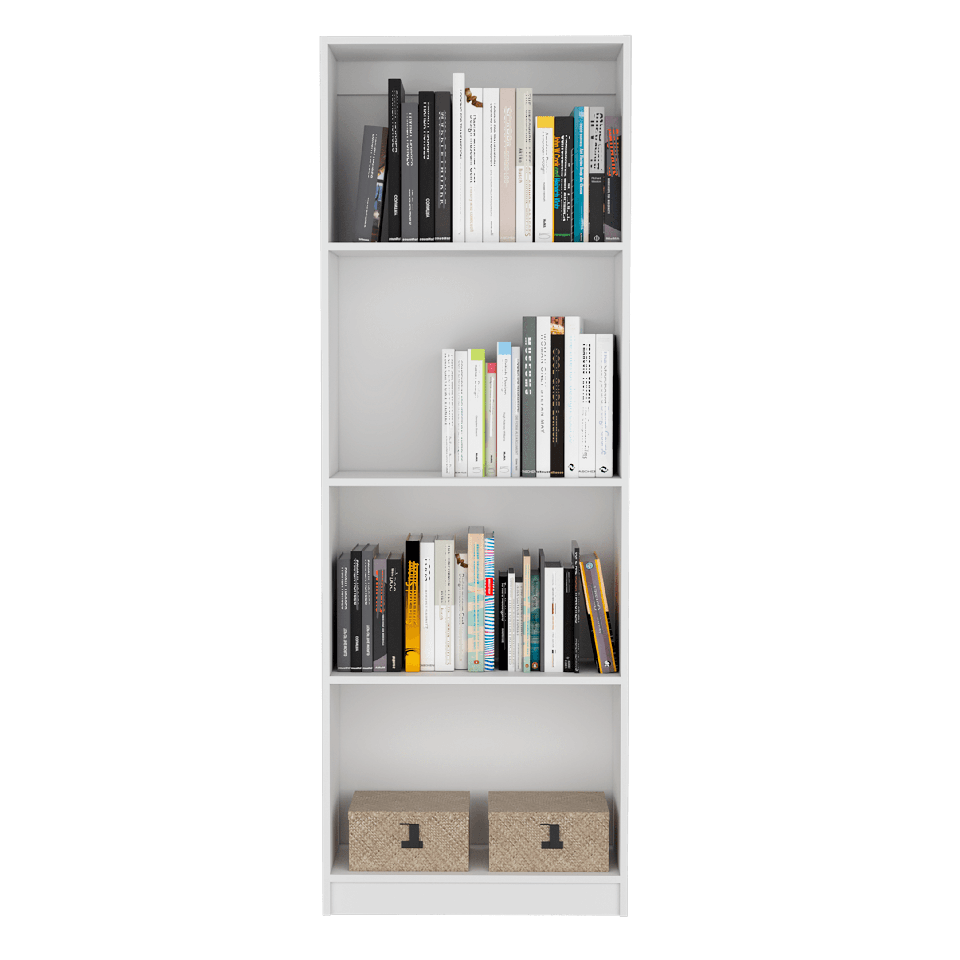 Combo de Bibliotecas Home, Blanco, Incluye Tres Bibliotecas de Cuatro y Cinco Entrepaños Sin Puertas. - VIRTUAL MUEBLES