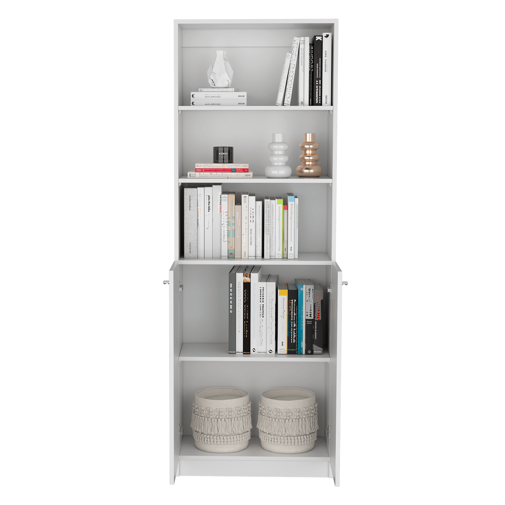 Combo de Bibliotecas Home, Blanco, Incluye Tres Bibliotecas de Cuatro y Cinco Entrepaños Sin Puertas. - VIRTUAL MUEBLES