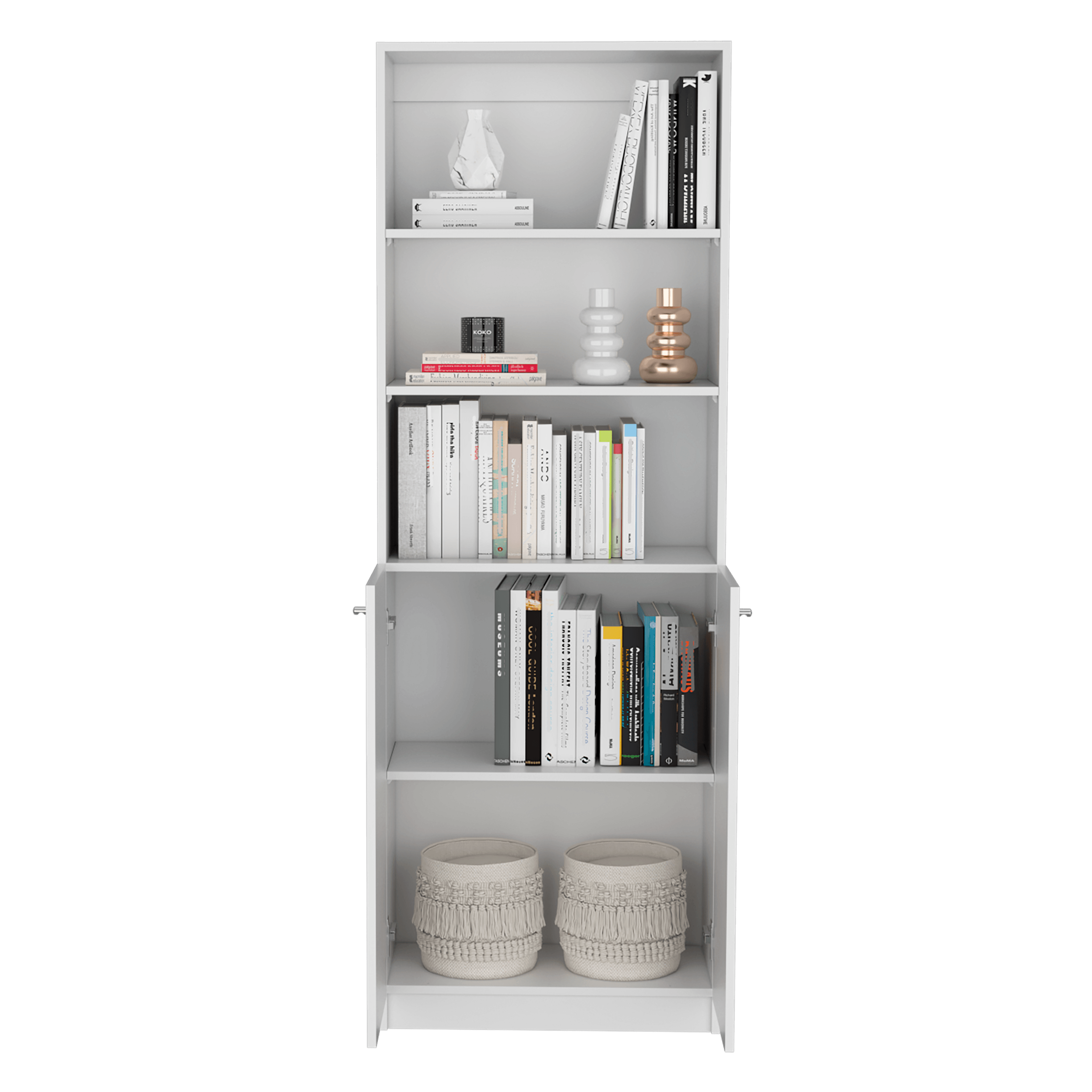 Combo de Bibliotecas Home, Blanco, Incluye Tres Bibliotecas de Cuatro y Cinco Entrepaños Sin Puertas. - VIRTUAL MUEBLES