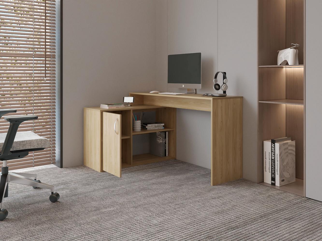 Escritorio Axis Eco, Fresno Europeo, con amplio espacio de trabajo