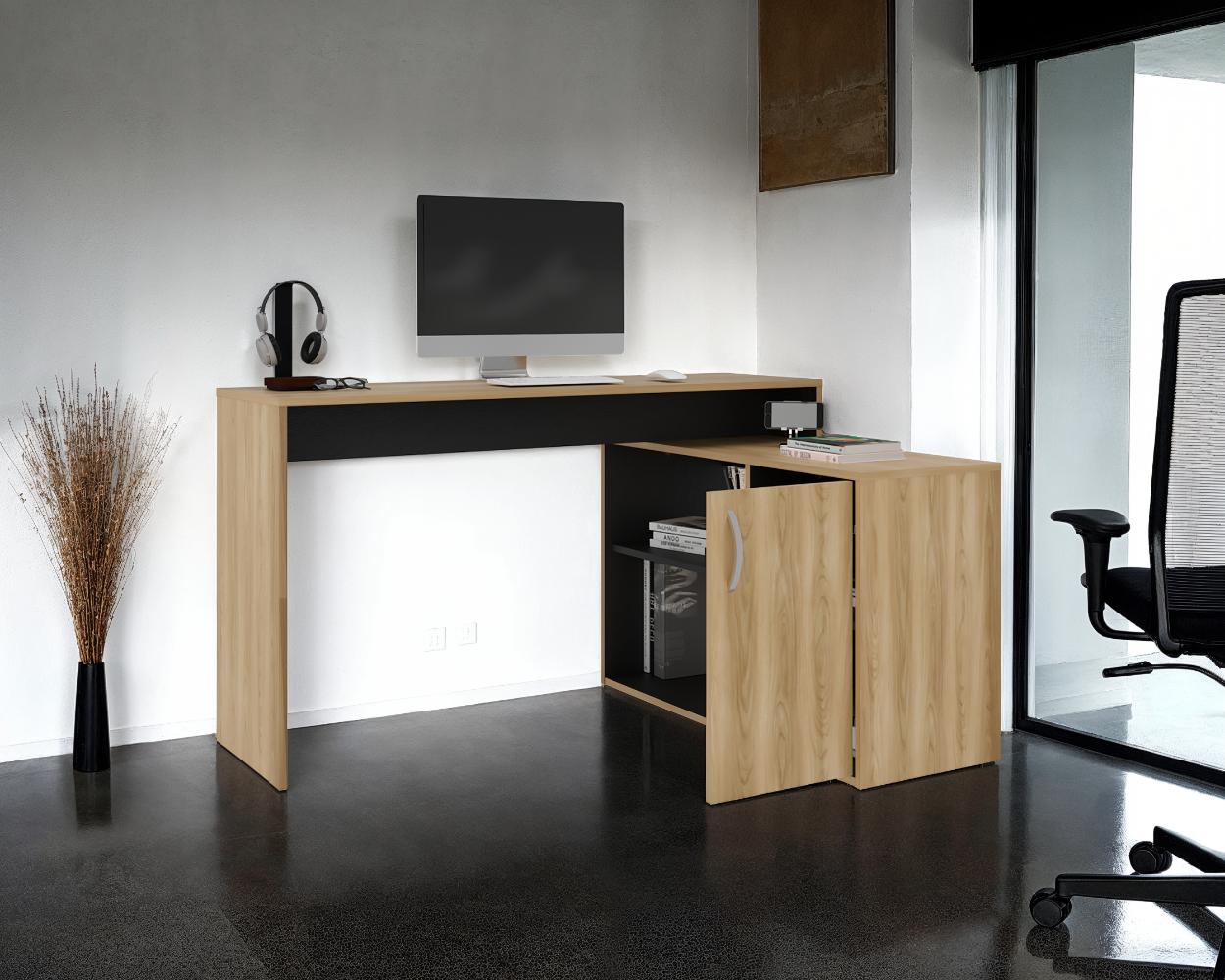 Escritorio Axis Eco, Fresno Europeo y Wengue, con amplio espacio de trabajo