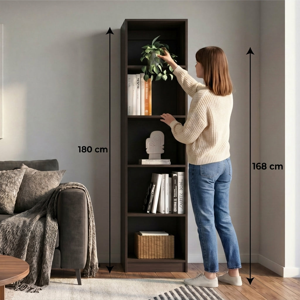 Biblioteca Home Eco, Nogal Europeo, con Cinco Entrepaños ZF