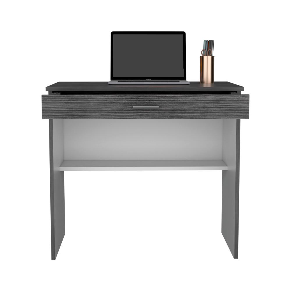 Escritorio 80 Cajon, Roble Gris y Blanco