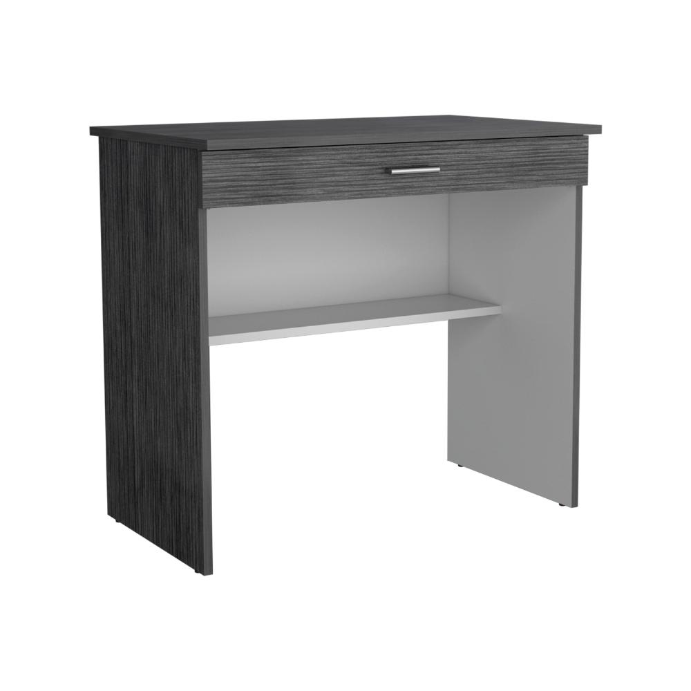 Escritorio 80 Cajon, Roble Gris y Blanco