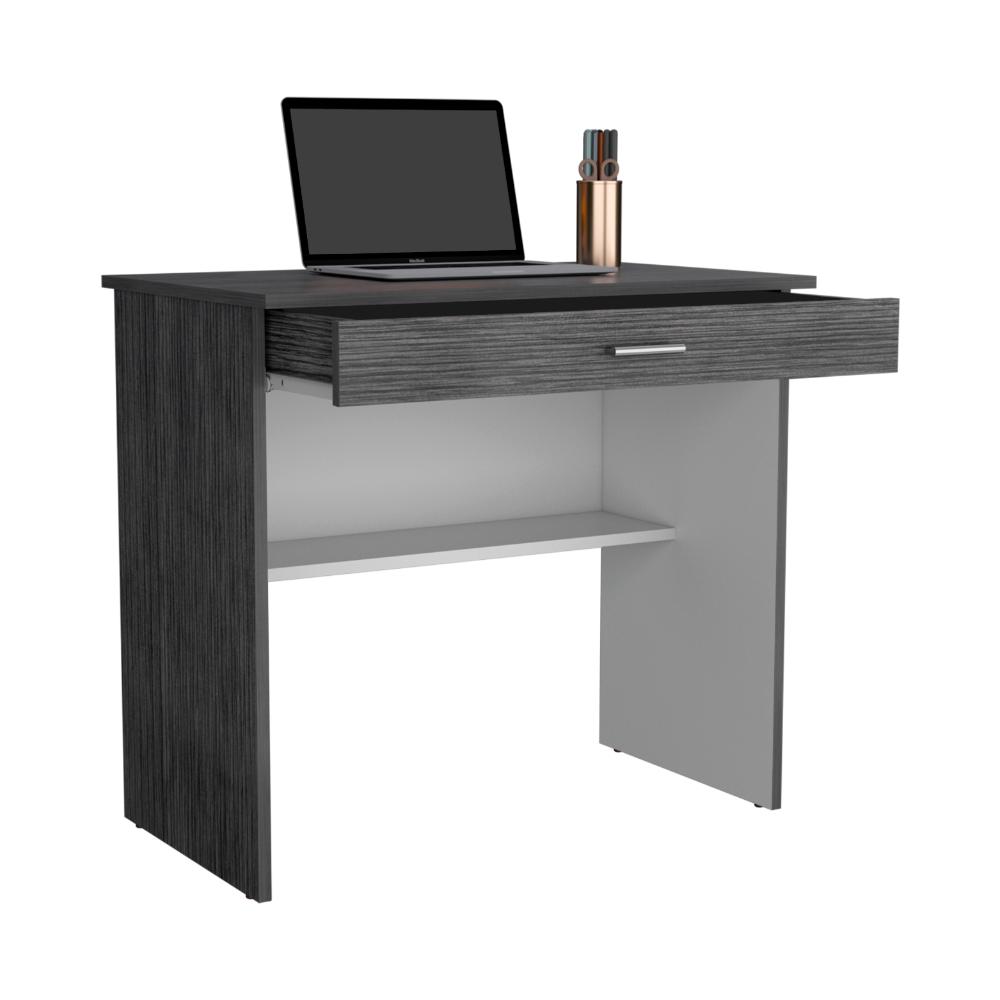 Escritorio 80 Cajon, Roble Gris y Blanco