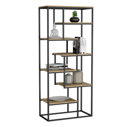 Estantería showy, Macadamia y Negro, Con entrepaños y Diseño Moderno