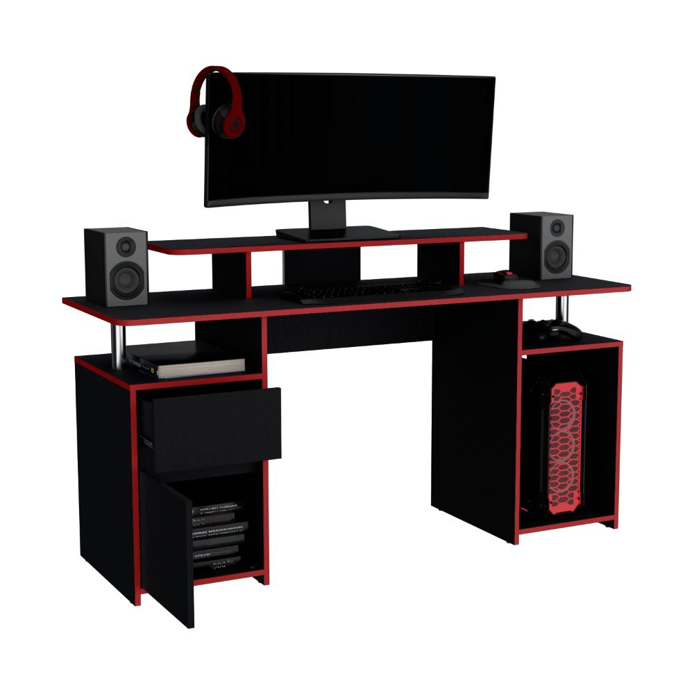 Combo para Oficina Greci, Rojo y Negro, Incluye Silla y Escritorio Gamer