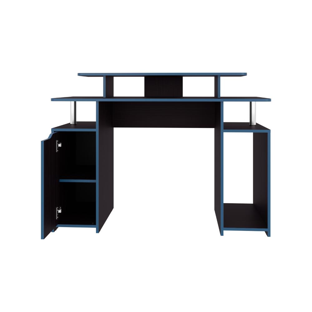 Escritorio Gamer Kein 2, Wengue y Azul, con Espacio Adicional para Pantallas ZF