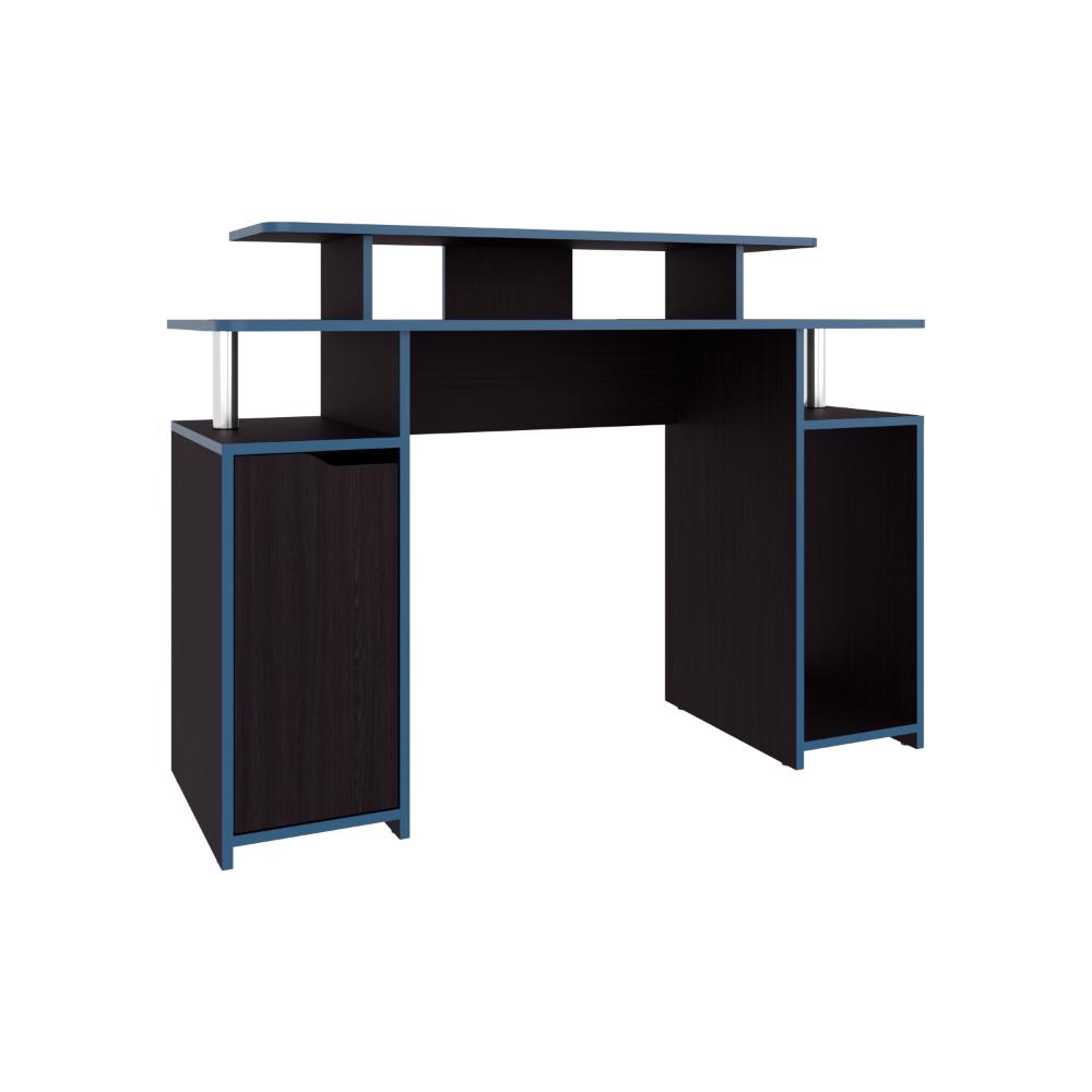 Escritorio Gamer Kein 2, Wengue y Azul, con Espacio Adicional para Pantallas ZF