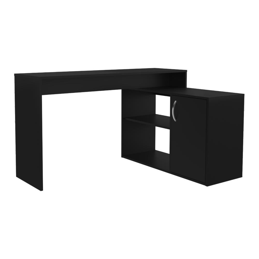 Escritorio en L Axis Eco, Wengue, con amplio espacio de trabajo