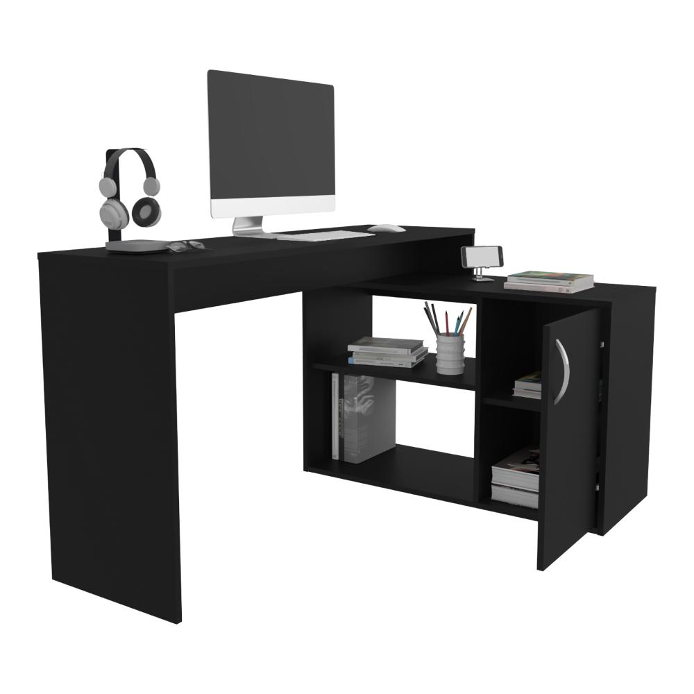 Escritorio en L Axis Eco, Wengue, con amplio espacio de trabajo