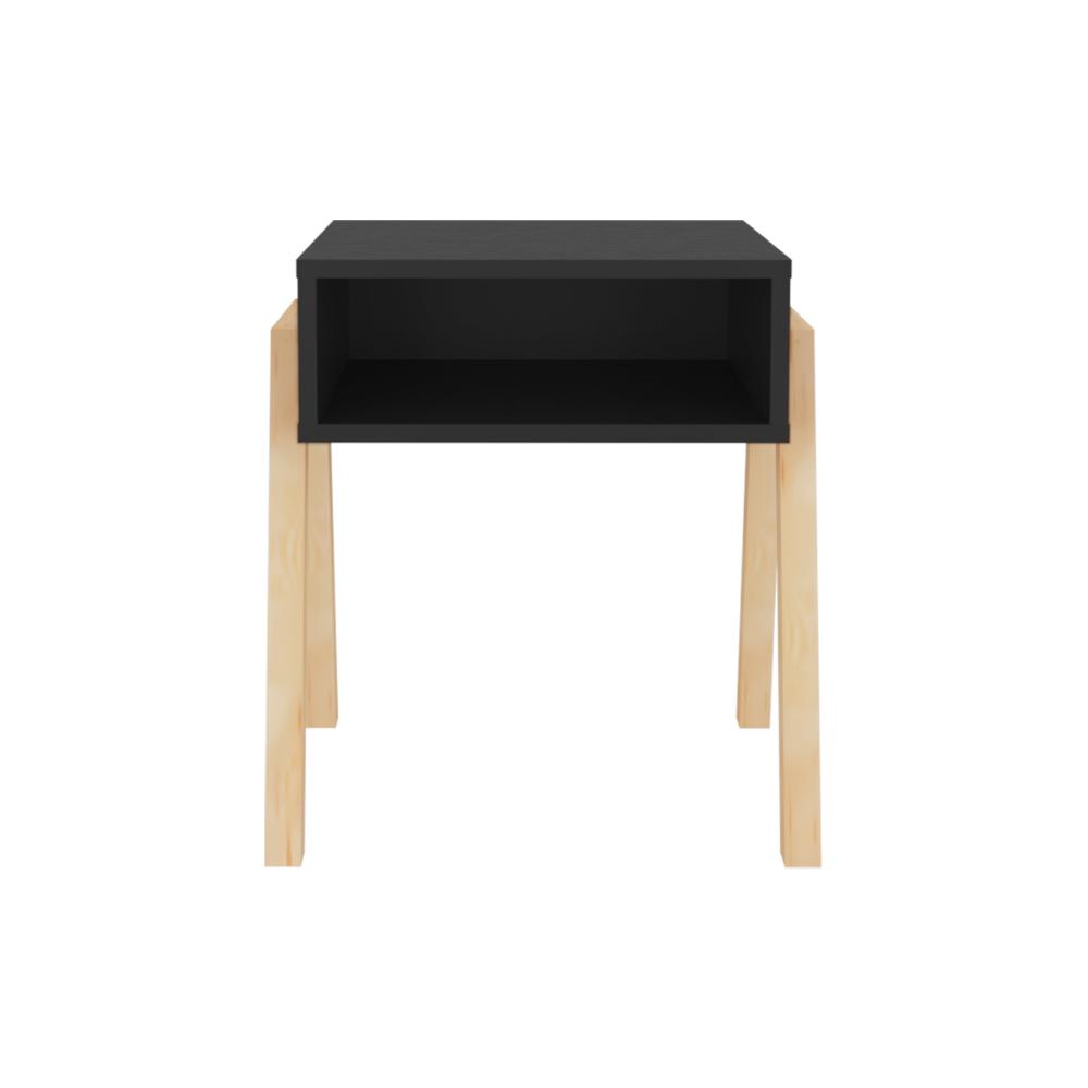 Mesa de Noche Pinet, Wengue , Con un entrepaño para guardar objetos con diseño minimalista
