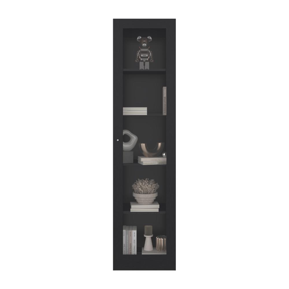 Biblioteca Home Eco Con Puerta En Vidrio, Wengue, con Cinco Entrepaños ZF