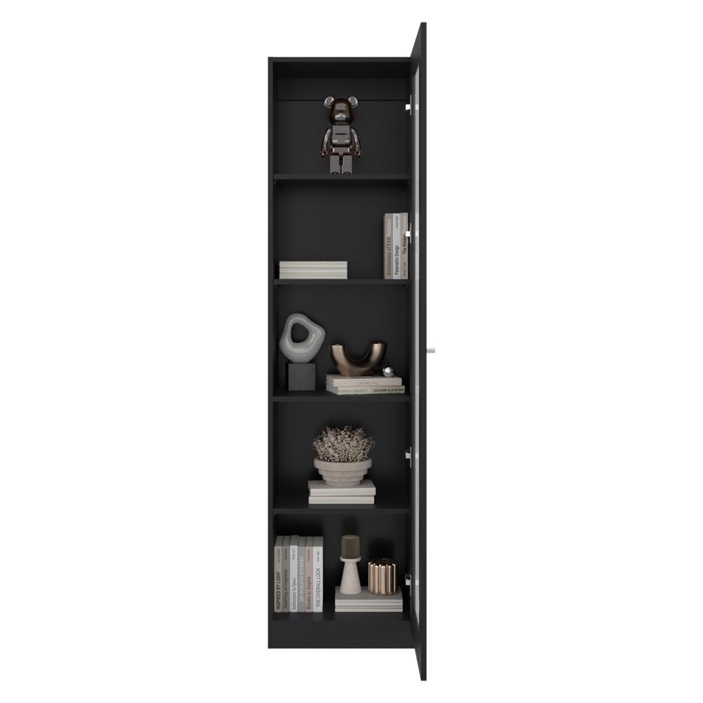 Biblioteca Home Eco Con Puerta En Vidrio, Wengue, con Cinco Entrepaños ZF